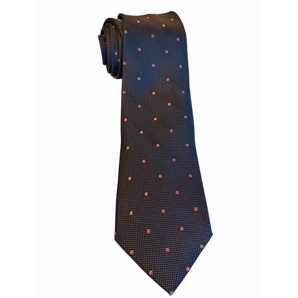 Michael Kors 100% Silk Men's Tie Blue Pink Polka Dot Woven Designer Accessory